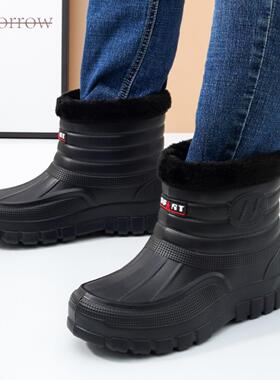 冬季加绒男女雪地靴保暖棉靴洗衣洗车厨房卫生防水雨鞋厨房工作鞋