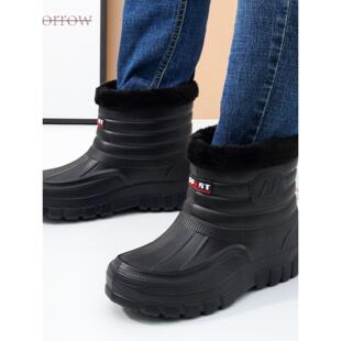 冬季加绒男女雪地靴保暖棉靴洗衣洗车厨房卫生防水雨鞋厨房工作鞋