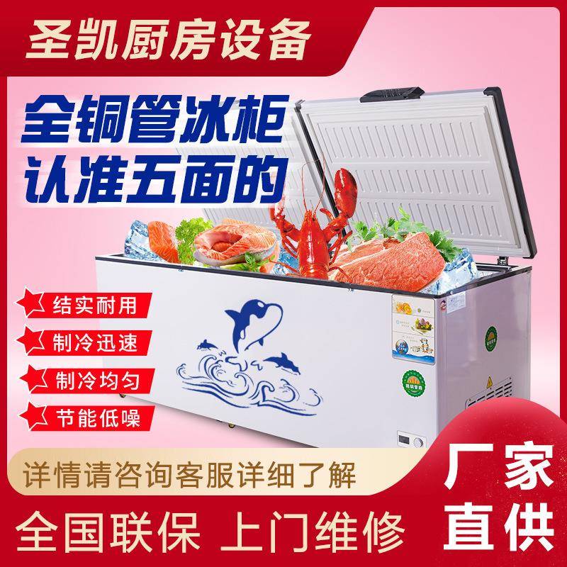 圣凯冰箱冰柜商用冷冻柜大容量节能卧式冷藏保鲜冷冻单双温展示柜