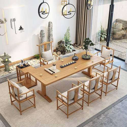 新中式实木禅意茶桌椅组合办公室接待泡茶桌茶室会所功夫茶品茗桌