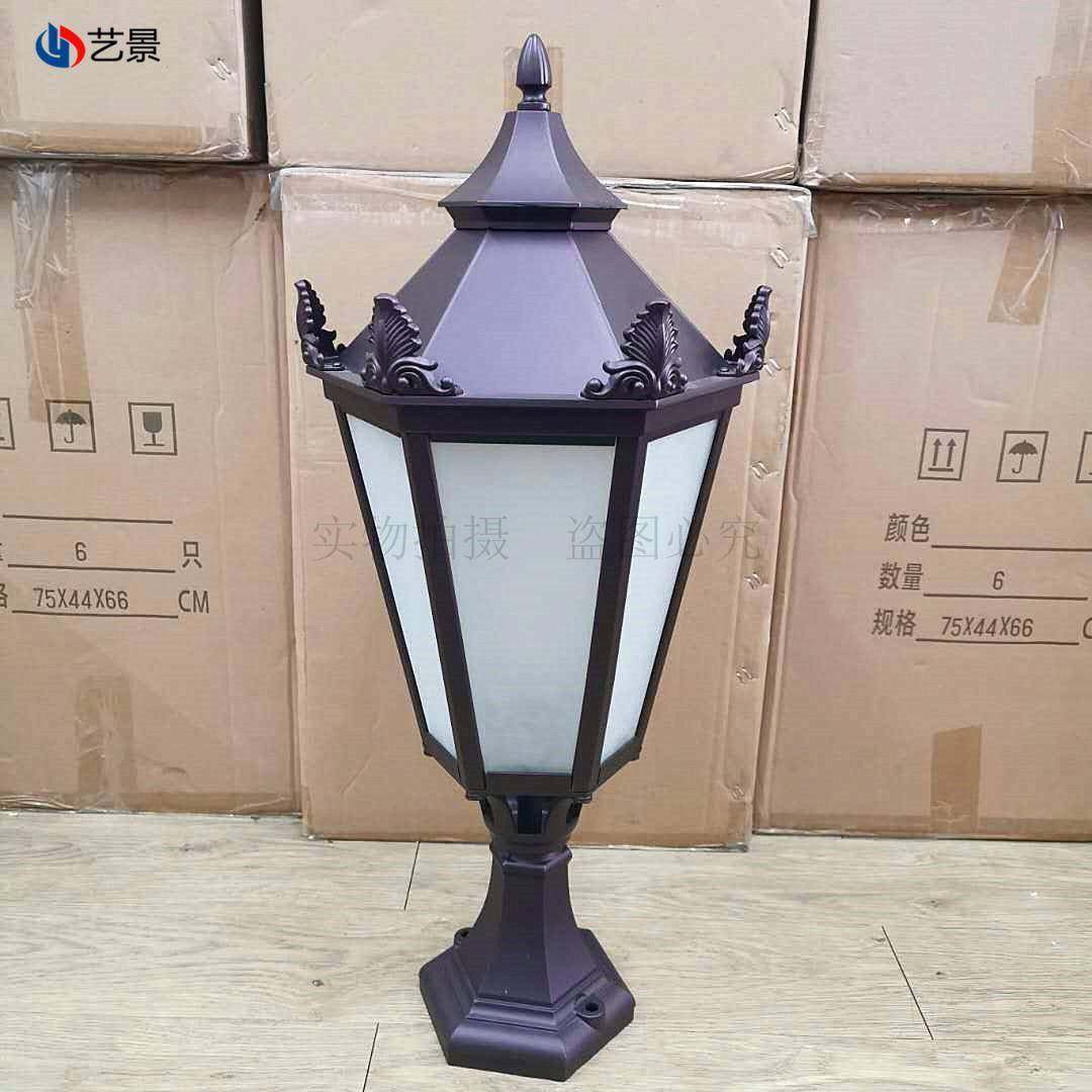 欧式压铸铝柱头灯六角六边形玻璃灯罩草坪灯欧规宽电压围墙灯,家装灯饰光源,投光灯/泛光灯,淘宝优惠券,粉丝福利购,淘宝优惠卷