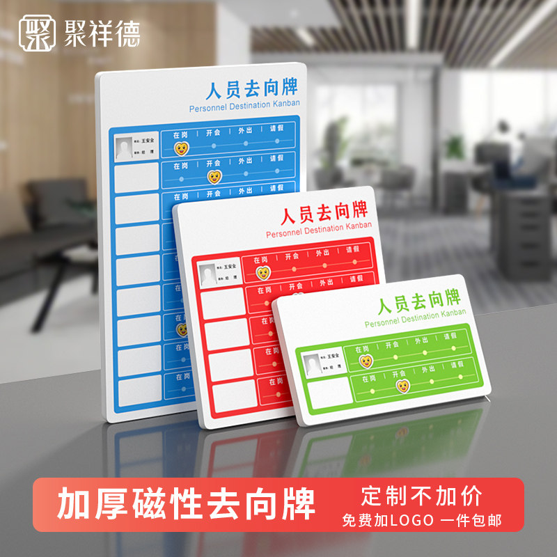 磁吸式工作员去向牌更换姓名照片软磁公司员工岗位牌状态牌工位牌