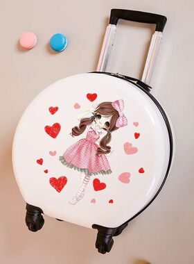 儿童拉杆箱骑坐登箱粉色卡通旅行箱行李箱静音圆形拉杆箱子