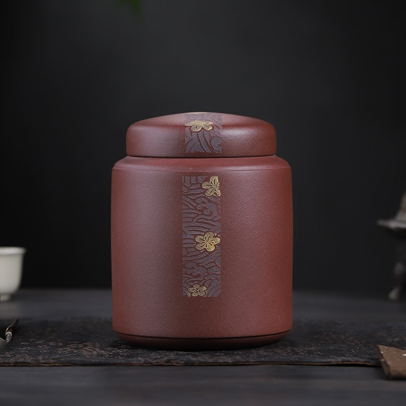 宜兴紫砂茶叶罐原矿装醒茶罐手工小号茶罐普洱散茶罐