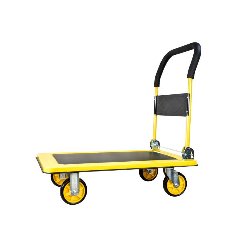 平板手推车拉货可折叠货钢板四轮拖车静音搬运车加厚加厚钢板