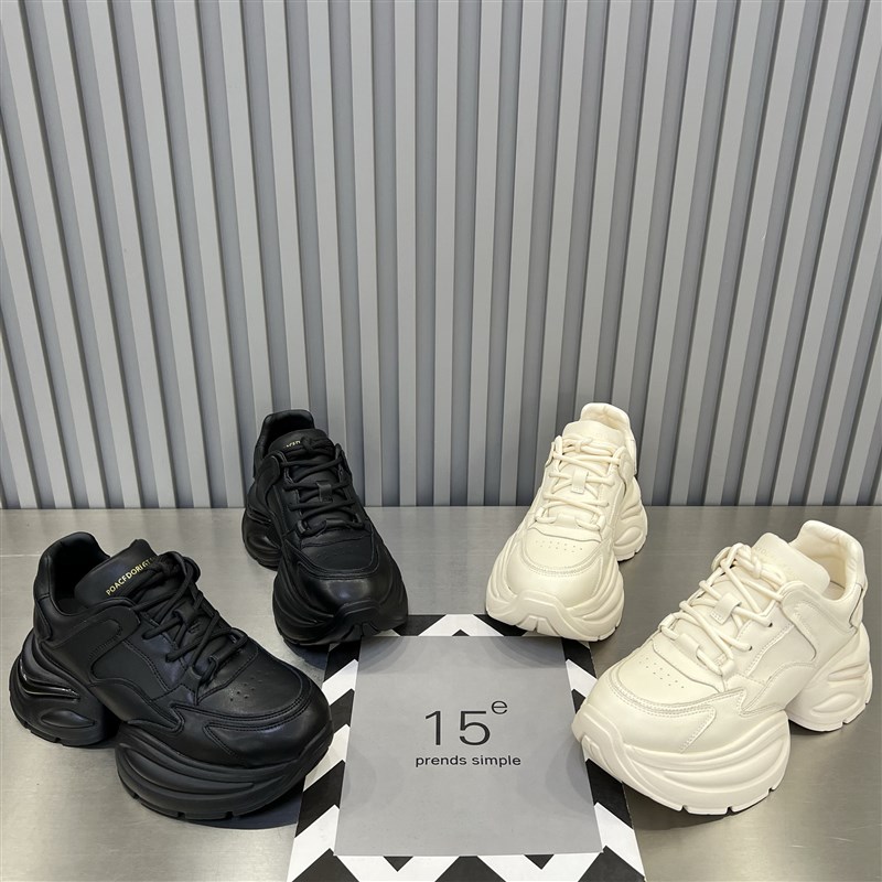 欧货真皮老爹鞋女k2024新款小个子厚底增高四季百搭松糕运动休闲