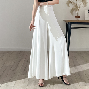 大脚甩裤 2025年新款 西装 裤 白色冰丝阔腿裤 显瘦裙裤 女高腰垂感夏季