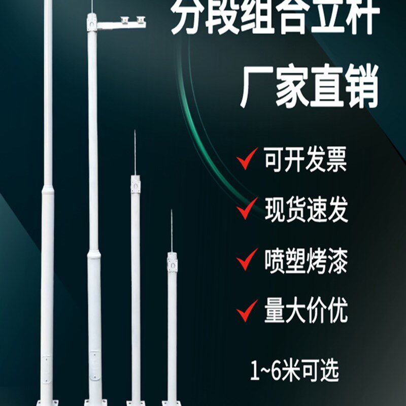 内蒙小区监控立杆不锈钢杆子摄像机立柱/支架3/3.5/4/4.5/5/6米图片