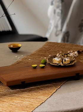 复古胡桃木托盘家用茶点盘奉茶盘茶餐厅咖啡收纳盘实木日式餐盘