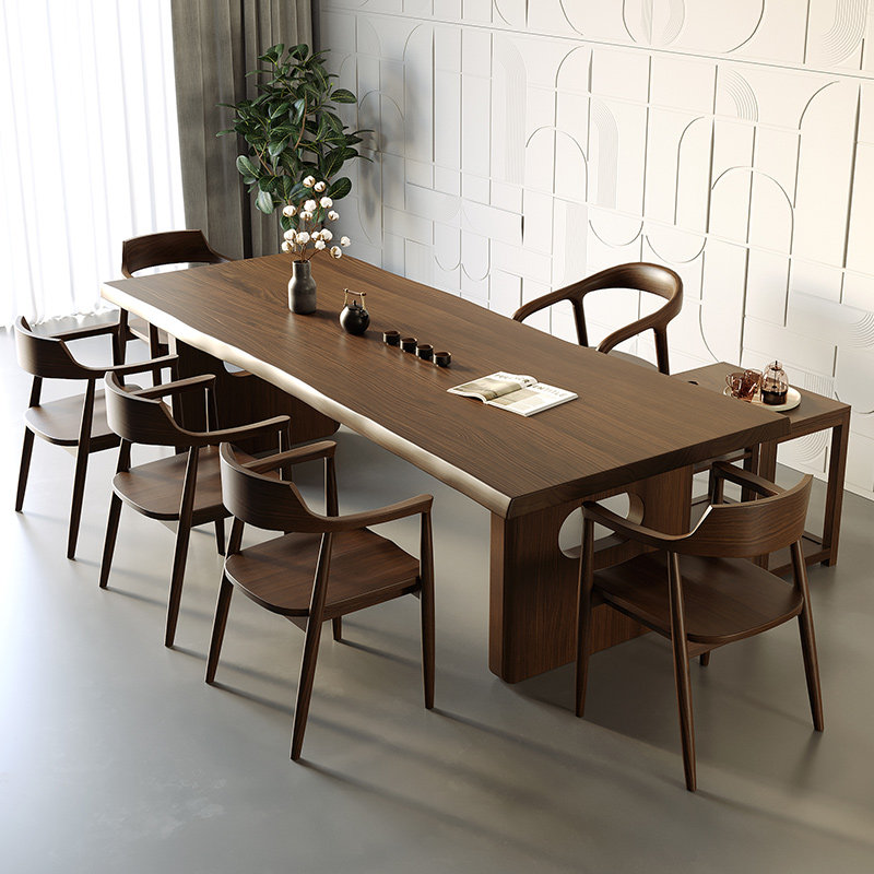 实木大板茶桌椅组合一桌六椅茶几办公室客厅家用泡茶台新中式茶桌,住宅家具,家用茶台/茶桌,淘宝优惠券,粉丝福利购,淘宝优惠卷