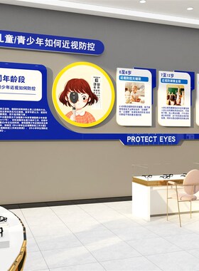 眼镜店墙面装饰画视力验光室挂画宣传广告海报眼科中心形象背景贴