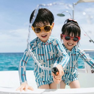 男童时髦海边度假防晒长袖 连体泳装 速干游泳衣潮 新款 儿童泳衣夏季