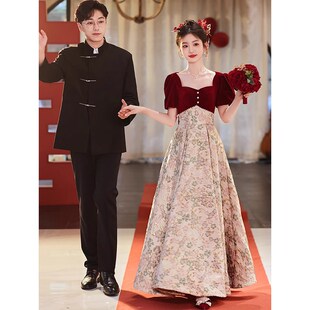 敬酒服新娘2024新款结婚订婚宴礼服裙法式高级感回门便装轻奢小众