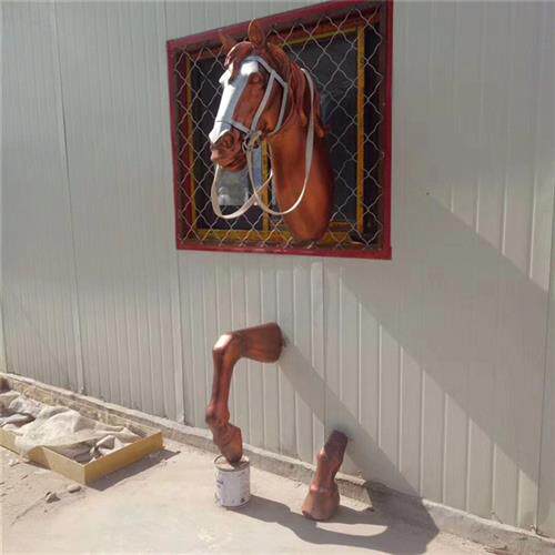 现货半身马雕塑玻璃钢马头穿墙马宽窄巷子雕塑KTV酒吧装饰