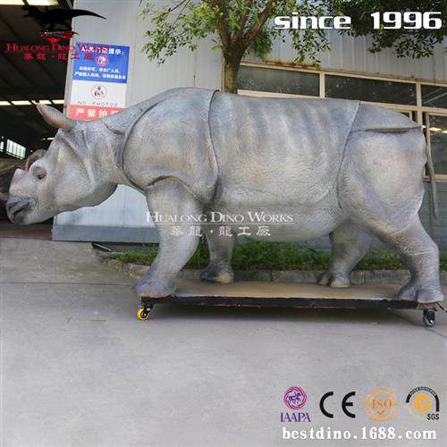仿真机械电动动物模型仿真爪哇犀牛动物园参观展览景点拍照互动.