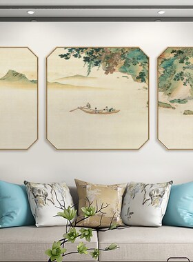 水墨宣言 新中式背景墙三联幅古风装饰画茶室墙饰壁画赤壁赋国画