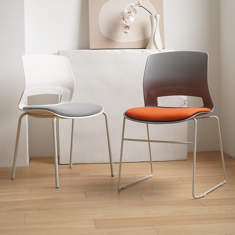 会议培训椅可叠落无扶手简约座椅弓形会议室洽谈会客靠背会议椅子