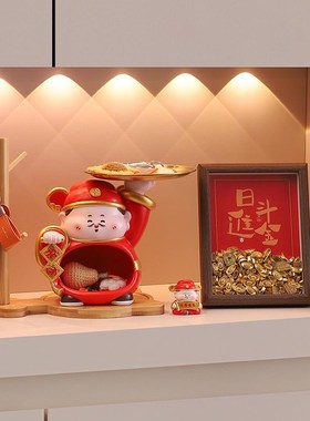 创意财神爷入户玄关摆件家居客厅装饰2025新年迎财神乔迁新居礼物