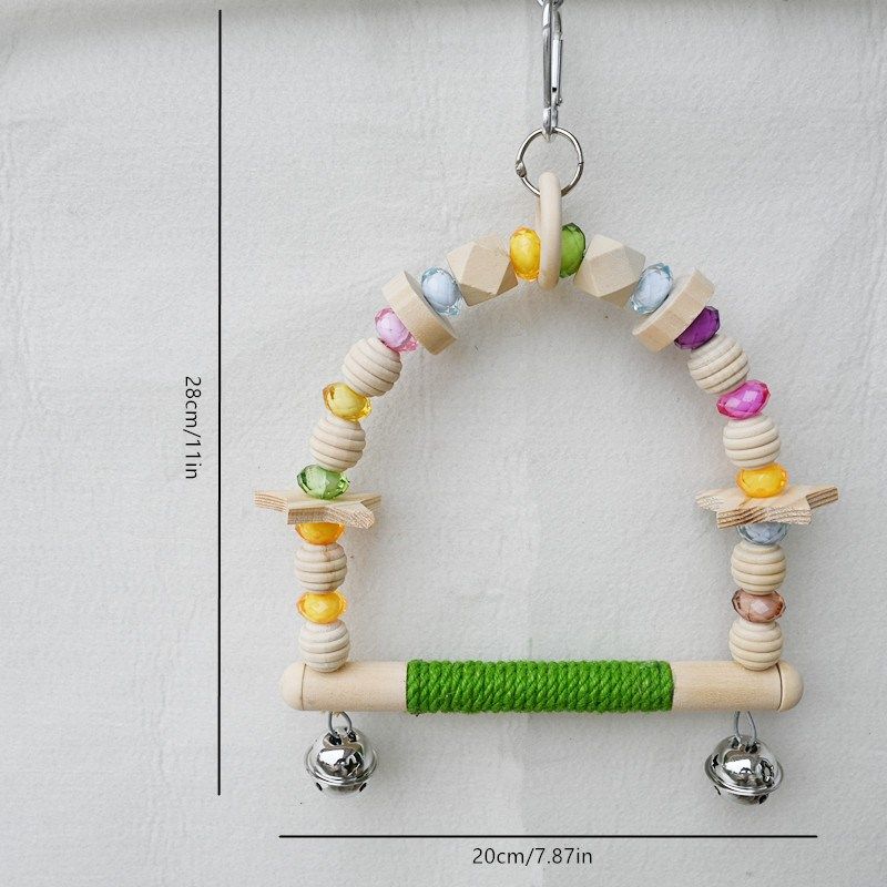 鹦鹉秋千鸟站架吊环麻绳啃咬实木磨爪棒玩具玄凤虎皮牡丹笼子用品