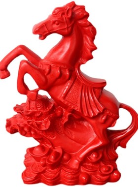 朱砂家居客厅摆件马上发财公司前台办公室装饰摆设红色马百财白菜