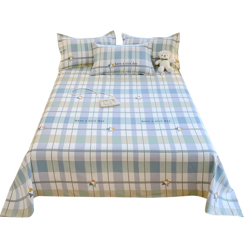 斜纹床单单件简约磨毛100学生宿舍单人加厚1.5双人被单枕套三件套