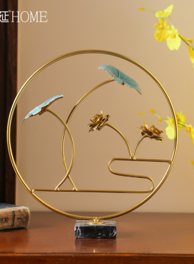 荷花摆件家居客厅电视酒柜高端清新雅致新中式轻奢莲花书房装饰品