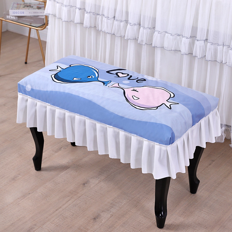 卡通钢琴防尘罩蕾丝钢琴罩加内衬不透色中开钢琴琴罩电钢琴罩全罩