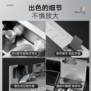 德梅尔不锈钢地插座纯平净水器地插茶室客厅2分进水管3分排水接头