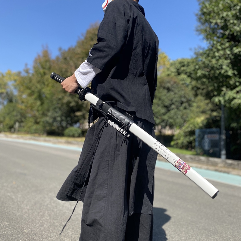 居合道竹刀剑拔刀挂腰带护具武术剑套带鞘表演折叠剑袋固定皮革