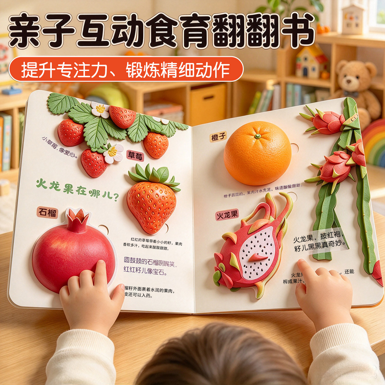 【可点读】0-3岁幼儿儿童宝宝启蒙认知早教书食育认知翻翻书蒙氏早教1岁2岁婴幼儿儿童绘本睡前故事书我是大侦探益智认识蔬菜水果