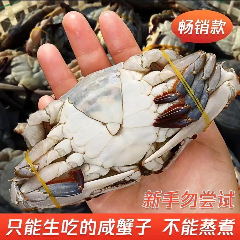 冻蟹晨雨水产只能生吃 咸蟹子三斤四斤装一两半及以上