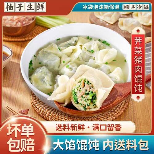 手工荠菜鲜肉馄饨生鲜薄皮云吞速食半成品夜宵懒人抄手冷冻早餐
