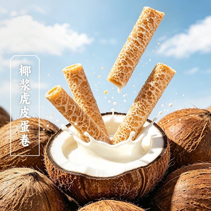 三关六码头椰浆虎皮蛋卷酥脆鸡蛋卷独立小包装办公室追剧解馋点心