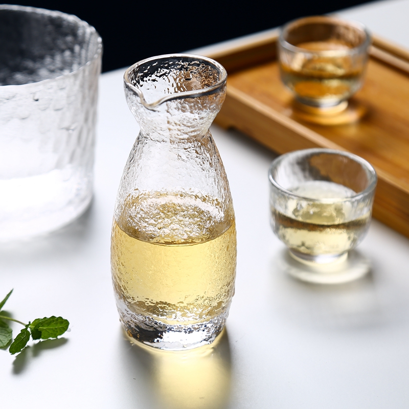 樱花阁 日式白酒分酒器家用酒壶清酒壶创意锤目纹玻璃酒具瓶单杯
