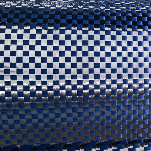 厂家热销15色6克8*8碳纤维芳纶混编宽展布TMZ蓝芳色纶加黑碳纤维