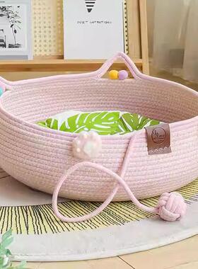 日本Samb进口四季猫窝，棉麻编织宠物睡窝，耐刮，耐磨，耐洗