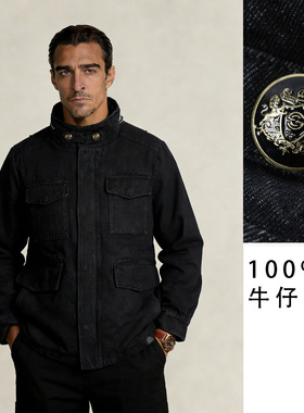 BAMIOW工装纯棉牛仔外套 复古做旧质感隐藏连帽立领拉链开衫33132