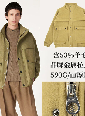BAMIOW男士53%羊毛混纺加厚款毛呢夹克外套 克重720g 保暖 037278