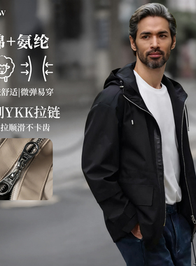BAMIOW男士防风连帽夹克 魔术贴袖口 宽松立体裁剪 户外新款37446
