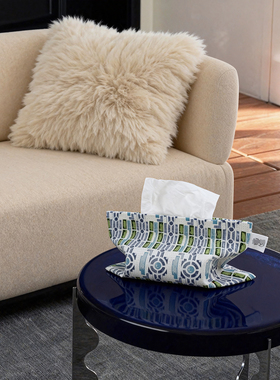 BAMIOW纸巾袋 100%棉现代几何抽象风格图案 适配多种抽纸 037526