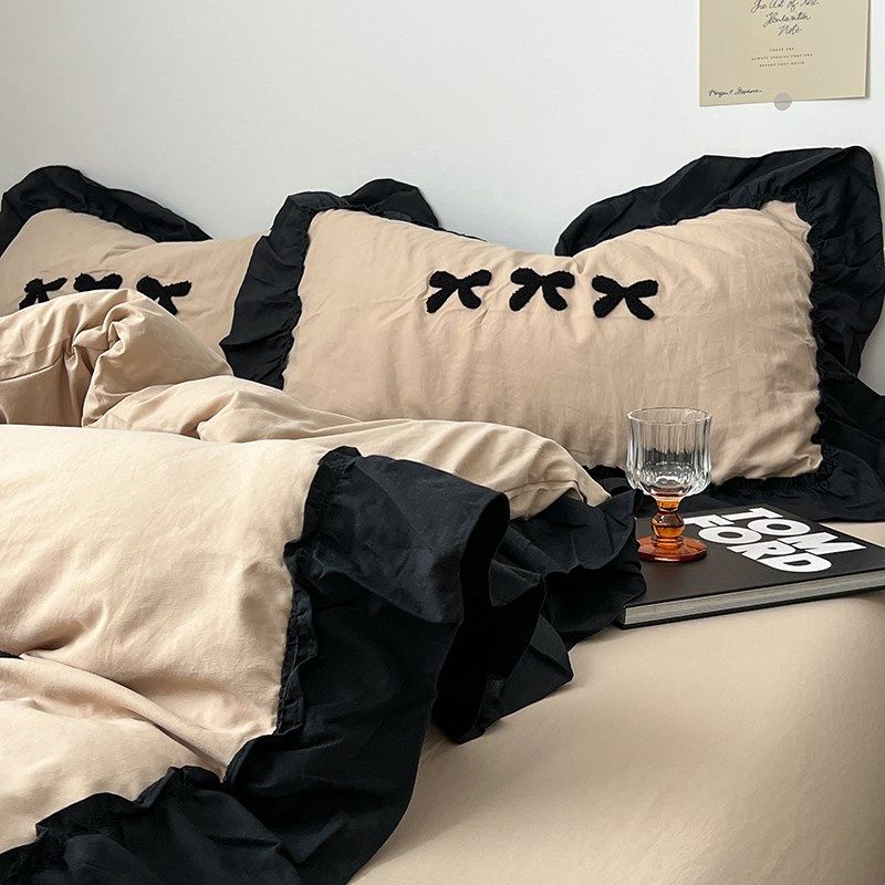 法式少女花边四件.m床上用品水洗罩床单宿舍三件床笠款