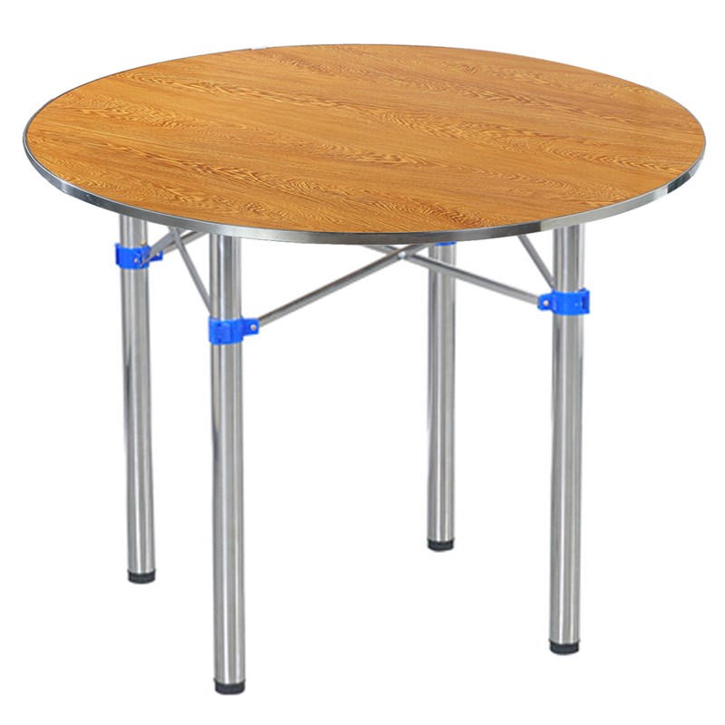 大圆桌台面板转盘不锈钢腿折叠圆餐桌  酒店食堂乡村家用吃饭桌子