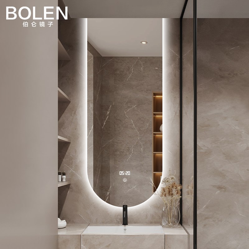 个性倒挂智能浴室镜子拱形卫生间洗手台壁挂灯镜触摸屏卫浴长镜