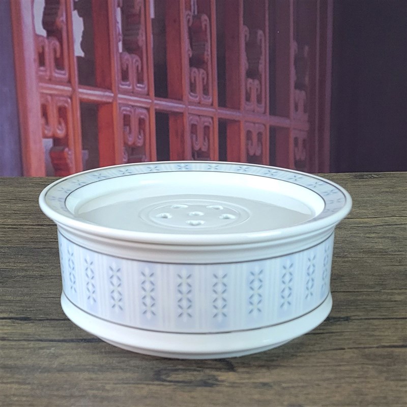 羊脂玉茶盘圆形茶台小型储水盘办公室茶茶海茶具沥水