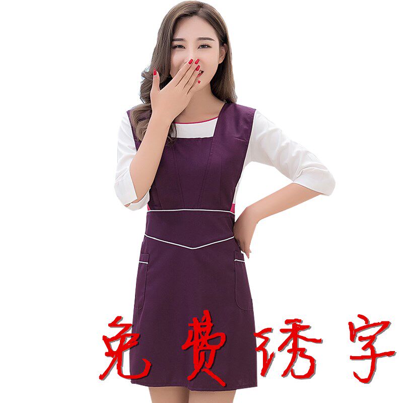 院纹锈师美甲工作服韩时尚围裙罩衣防污女