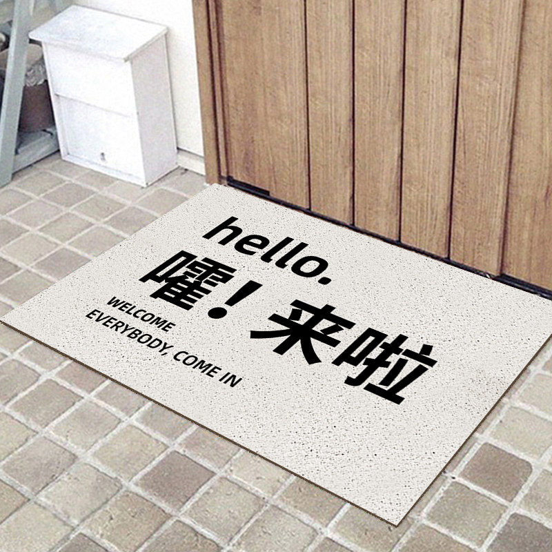 进户门脚踩垫丝圈吸尘进门创意文字门垫裁剪地垫