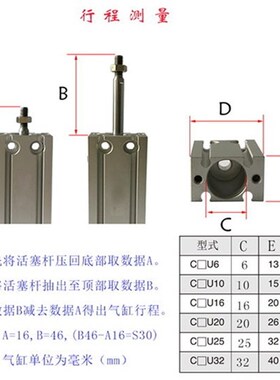 自由安装小型CU气缸CDU255D/10D/15H/20/25/32/40/50产品