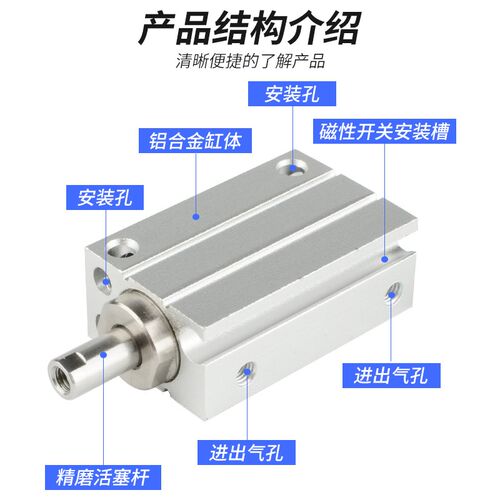 亚德客型小型微型MSU自由安装气缸MU10X4X6X8X1J0X15X20X25X30S