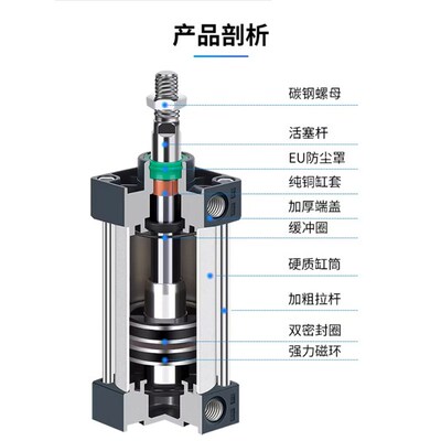 气动小型标准气缸大推力SlC32/40/50/63/80X25X50X75X100X150X200
