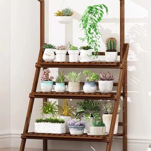 可折叠阳台d花架多层实木花架子多肉花盆植物客厅落地式摆放架布